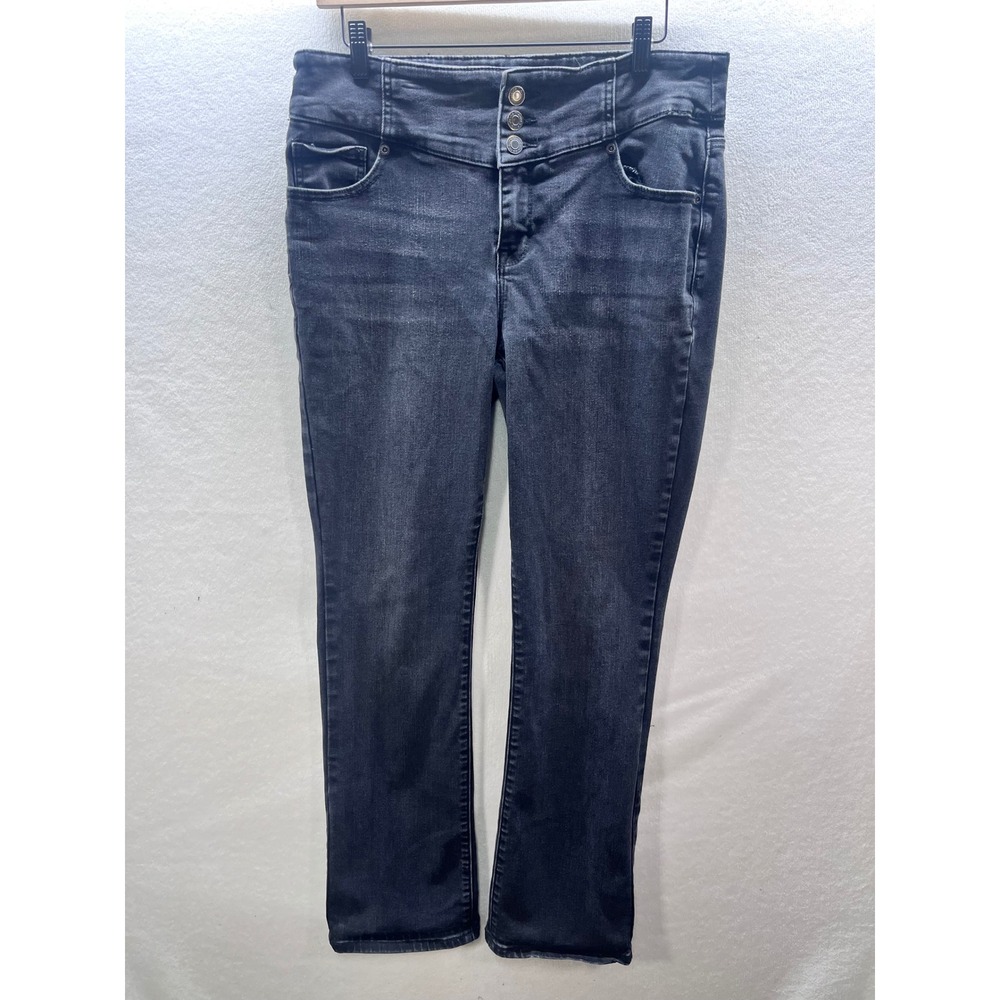 Maurices High Rise Boyfriend Fit Jeans‎ Womens 12 Black Denim Stretch 3128
